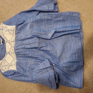 Loft size xs chambray and lace top